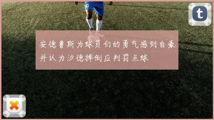安德鲁斯为球员们的勇气感到自豪并认为沙德摔倒应判罚点球